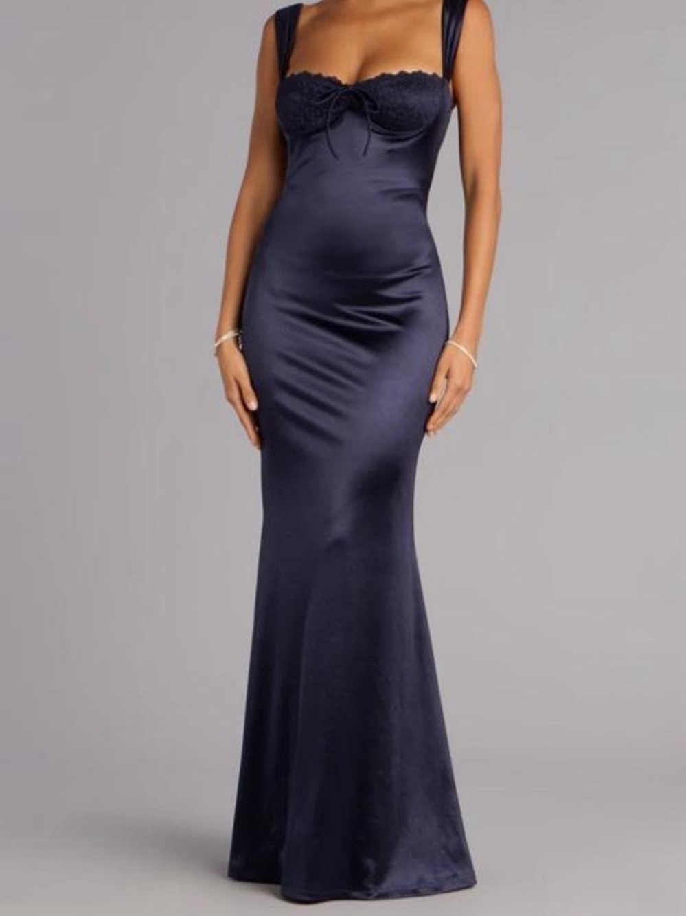 Windsor Midnight Blue Satin Mermaid Gown